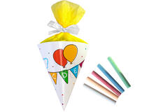 Mini School Cone filled with Chalk School Start Paper / Chalk 21 x 12 cm