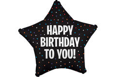 Large Shape Silk Lustre Star HBD Foil Balloon H40 Packaged