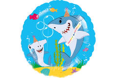 Standard Friendly Shark HBD Foil Balloon C40 Packaged 43 cm