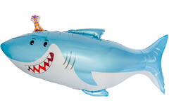 Large Shape Friendly Shark Foil Balloon H40 Packaged