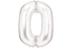 Large Number Silk Lustre 0 White Foil Balloon N34 Packaged 90 cm x 64 cm