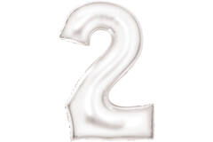 Large Number Silk Lustre 2 White Foil Balloon N34 Packaged 86 cm x 55 cm