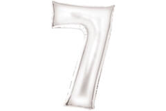 Large Number Silk Lustre 7 White Foil Balloon N34 Packaged 88 cm x 53 cm