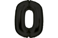 Large Number Silk Lustre 0 Black Foil Balloon N34 Packaged 90 cm x 64 cm