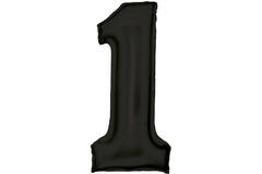 Large Number Silk Lustre 1 Black Foil Balloon N34 Packaged 82 cm x 37 cm