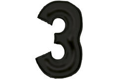 Large Number Silk Lustre 3 Black Foil Balloon N34 Packaged 87 cm x 52 cm
