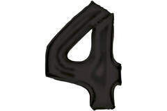 Large Number Silk Lustre 4 Black Foil Balloon N34 Packaged 93 cm x 65 cm
