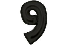 Large Number Silk Lustre 9 Black Foil Balloon N34 Packaged 91 cm x 57 cm