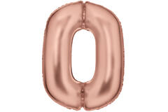 Large Number Silk Lustre 0 Rose Gold Foil Balloon N34 Packaged 90 cm x 64 cm