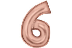 Large Number Silk Lustre 6 Rose Gold Foil Balloon N34 Packaged 92 cm x 55 cm