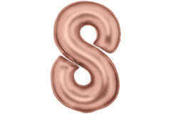 Large Number Silk Lustre 8 Rose Gold Foil Balloon N34 Packaged 86 cm x 54 cm