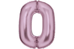 Large Number Silk Lustre 0 Pastel Pink Foil Balloon N34 Packaged 90 cm x 64 cm
