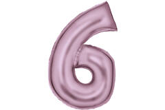 Large Number Silk Lustre 6 Pastel Pink Foil Balloon N34 Packaged 92 cm x 55 cm