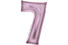 Large Number Silk Lustre 7 Pastel Pink Foil Balloon N34 Packaged 88 cm x 53 cm