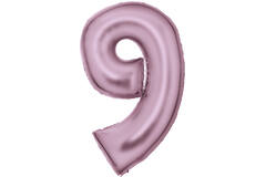Large Number Silk Lustre 9 Pastel Pink Foil Balloon N34 Packaged 91 cm x 57 cm