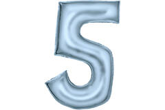 Large Number Silk Lustre 5 Pastel Blue Foil Balloon N34 Packaged 89 cm x 55 cm