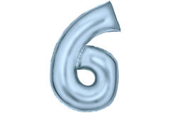 Large Number Silk Lustre 6 Pastel Blue Foil Balloon N34 Packaged 92 cm x 55 cm