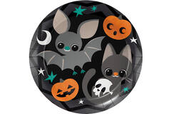 8 Plates Cats & Bats Round Paper 23 cm