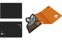 8 Invitations & Envelopes Cats & Bats Paper 15 x 9 cm
