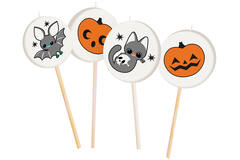 4 Mini Character Candles Cats & Bats Height 7 cm, Candles 3 x 3 cm