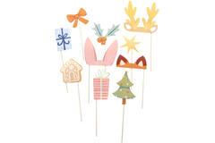 Photo Booth Kit Winter Woodland Paper / Wood 10 Pieces