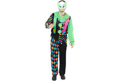 Adult Costume Funhouse Neon Clown Men Size M