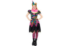 Adult Costume Funhouse Neon Clown Ladies Size S