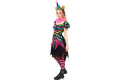 Adult Costume Funhouse Neon Clown Ladies Size S