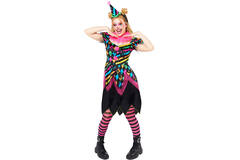 Adult Costume Funhouse Neon Clown Ladies Size L