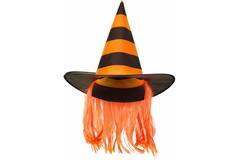 Witch Hat Striped Orange with Hair