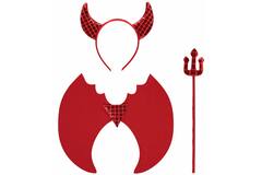 Kids Accessory Kit Foil Devil Wings with Headband and Trident