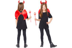 Kids Accessory Kit Foil Devil Wings with Headband and Trident