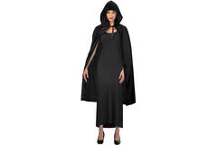 Costume Accessory Black Hooded Cape One size