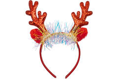 Headband Deer Antler Red with Ruffles One Size