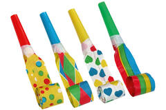7 Blowouts Multicolour Assorted Plastic / Paper 30 cm