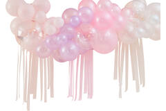 Balloon Backdrop - Balloon Arch with Streamers - Pastel