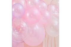 Balloon Backdrop - Balloon Arch with Streamers - Pastel