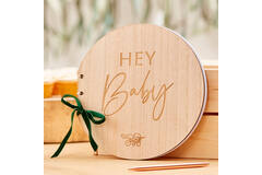 wooden hey baby guest book