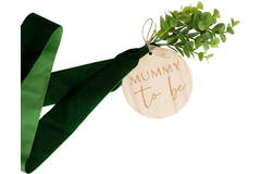 mummy to be belly sash with foliage and wooden tag