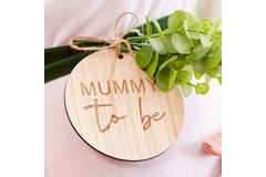 mummy to be belly sash with foliage and wooden tag