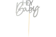 Cupcake Topper- Hey Baby - Green and Nude