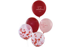 Balloon Bundle - 5pk Pink, Red & Confetti