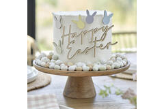 Cake Toppers - Happy Easter Painted Wood Cake Decoration
