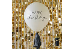 Balloon - Happy Birthday Double Stuffed with Tail - Nude and Black
