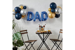 Balloon Bunting - Dad With Latex Balloons - Blue Foiled and Chrome Balloons