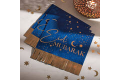 Paper Napkin - Eid Mubarak Fringe Napkin - Navy and Gold