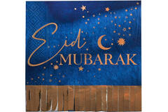 Paper Napkin - Eid Mubarak Fringe Napkin - Navy and Gold