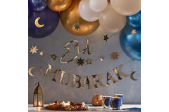 Bunting - Eid Mubarak with Moons and Stars - Gold