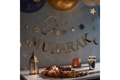 Bunting - Eid Mubarak with Moons and Stars - Gold