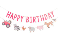 Balloon Bunting - Triple Layer Happy Birthday Farm Bunting with Balloons